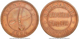 "D. Desjardins" copper Token 1885 MS65 Red and Brown NGC, Br-575 (R2). Plain edge. Medal alignment. Bold relief, with considerable mint luster remaini...