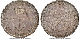 British Colony. George IV "Anchor Money" 1/8 Dollar 1820 MS62 NGC, Br-859, KM2, Prid-12. Mottled silver and gray patina, with bold relief and a few ti...