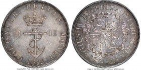 British Colony. George IV "Anchor Money" 1/2 Dollar 1822/1 MS64 Prooflike NGC, KM4, Br-857, NC-1A2. Toned bluish-gray and silver, with superb strike a...