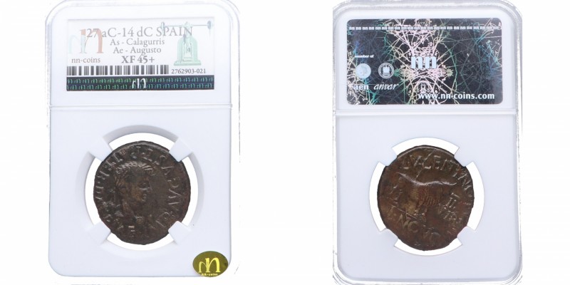 s. I d.C. Augusto. Calagurris. Ae. Encapsulada NN COINS XF 45+. EBC-. Est.140.