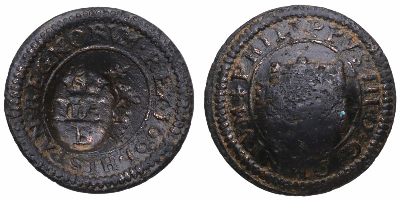 1601. Felipe III (1598-1621). Segovia. Resello Burgos valor IIII sobre 2 Maraved...