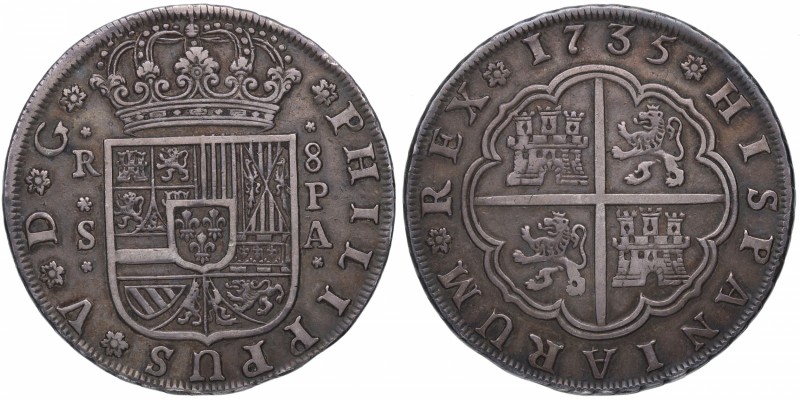 1735. Felipe V (1700-1746). Sevilla. 8 reales. PA. Ag. Bella. ESCASA. Preciosa p...