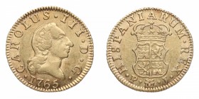 1765. Carlos III (1759-1788). Madrid. 1/2 Escudo. PJ. Bella. Brillo original. EBC / EBC+. Est.275.