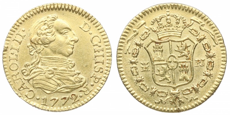 1772. Carlos III (1759-1788). Madrid. 1/2 Escudo. PJ. Au. EBC+. Est.350.