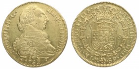1783. Carlos III (1759-1788). Popayán. 8 Escudos . SF. Au. EBC+. Est.2200.