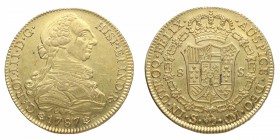 1787. Carlos III (1759-1788). Sevilla. 8 Escudos. CM. A&C 2193. Au. 27,03g. SC-. Est.2500.