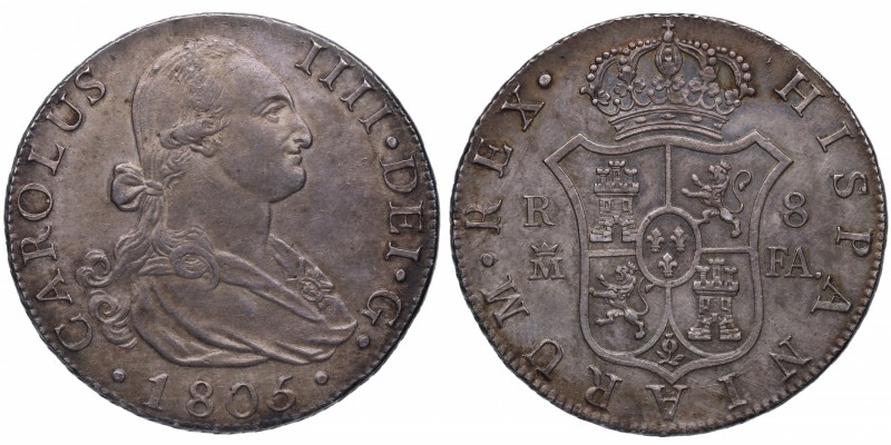 1805. Carlos IV (1788-1808). Madrid. 8 reales. Ag. Bellísima. Precioso color. Mu...