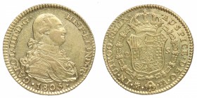 1805. Carlos IV (1788-1808). Madrid. 2 Escudos. FA. Au. EBC+. Est.550.