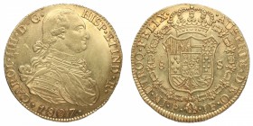 1807/77. Carlos IV (1788-1808). Popayán. 8 Escudos. JF. Au. 27,11 g. SC. Est.3000.