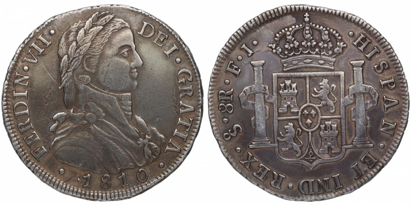 1810. Fernando VII (1808-1833). Santiago. 8 reales. FJ. Ag. RARA y más así. Bell...