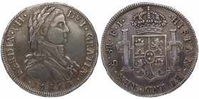 1810. Fernando VII (1808-1833). Santiago. 8 reales. FJ. Ag. RARA y más así. Bella. EBC. Est.1500.