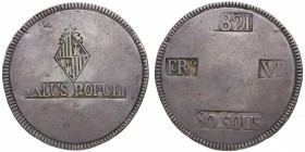 1821. Fernando VII (1808-1833). Mallorca. 30 Sous. MBC / MBC+. Est.245.