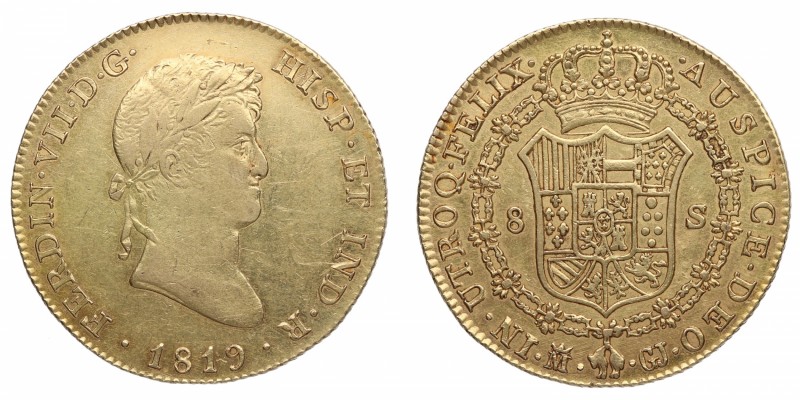 1819. Fernando VII (1808-1833). Madrid. 8 Escudos. GJ. Au. EBC+. Est.1700.