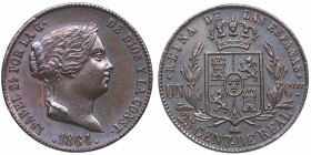 1864. Isabel II (1833-1868). Segovia. 25 Céntimos de Real . EBC. Est.120.