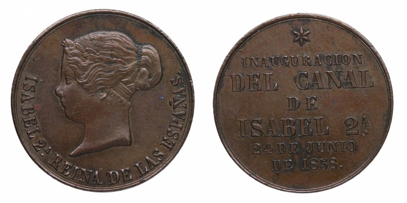 1858. Isabel II (1833-1868). Canal Isabel II. Cu. EBC. Est.30.