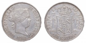 1868. Isabel II (1833-1868). 1 Escudo. Ag. EBC-. Est.60.