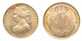 1860. Isabel II (1833-1868). Madrid. 100 reales. Au. Bella. Brillo original. SC. Est.400.