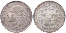 1881*81. Alfonso XII (1874-1885). Madrid. 2 pesetas. MSM. Ag. Bella. Brillo original. EBC+. Est.700.