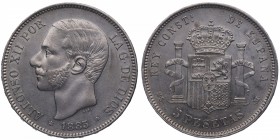 1883*83. Alfonso XII (1874-1885). Madrid. 5 pesetas. MSM. Ag. SC-. Est.300.