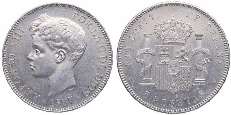 1897*97. Alfonso XIII (1886-1931). 5 Pesetas. SC-. Est.150.