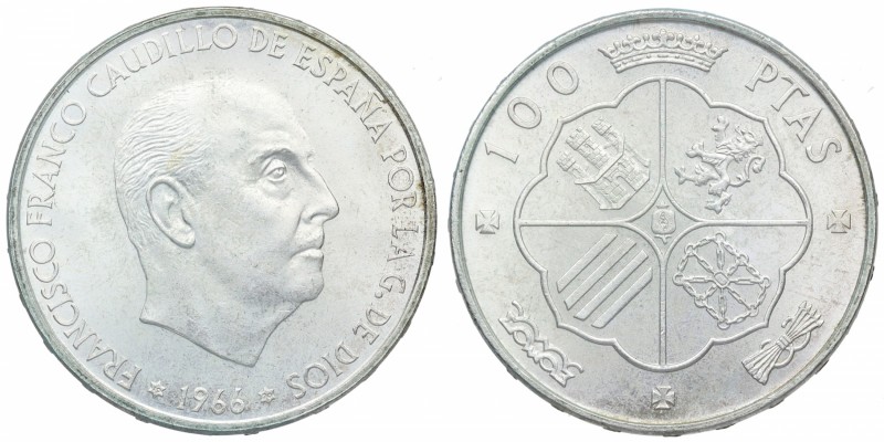 1966*70. Franco (1939-1975). 100 Pesetas. Cu-Ni. Est.30.