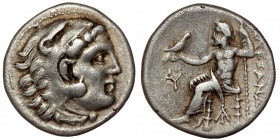 Kingdom of Macedon, Antigonos I Monophthalmos AR Drachm. 
In the name and types of Alexander III. Magnesia ad Maeandrum, circa 319-305 BC. 
Head of He...