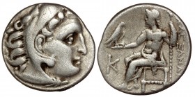 Macedonian Kingdom. Alexander III the Great. 336-323 B.C. AR Drachm Kolophon Mint
Head of Alexander as Hercules right, wearing lion-skin headdress, pa...