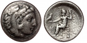 MACEDON. Kingdom of Macedon. Alexander III (the Great), 336-323 B.C. AR Drachm. Miletos
Head of Heracles facing right, wearing lion's scalp; 
Rev: Zeu...