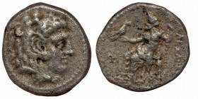 KINGS of MACEDON. Alexander III ‘the Great’. 336-323 BC. AR Hemidrachm. Side mint. Struck circa 325-320 BC. 
Head of Herakles right, wearing lion skin...