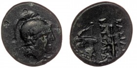 KINGS OF MACEDON. Kassander (316-297 BC). AE19. Uncertain mint in Western Anatolia.
Obv: Helmeted head of Athena right.
Rev: ΒΑΣΙΛΕΩΣ / ΚΑΣΣΑΝΔΡΟΥ, Cl...