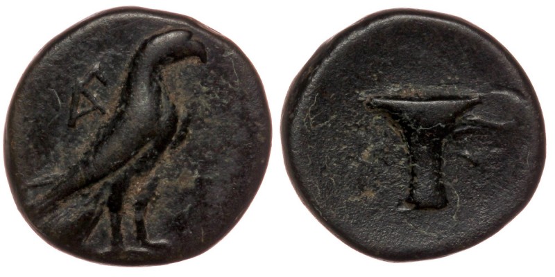 AEOLIS. Kyme. AE16 (Circa 350-250 BC).unknown magistrate.
Obv: AP monogram, Eagl...