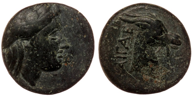 AEOLIS. Aegae. (Circa 300-200 BC). AE
Laureate head of Apollo right.
Rev: AIΓAE....