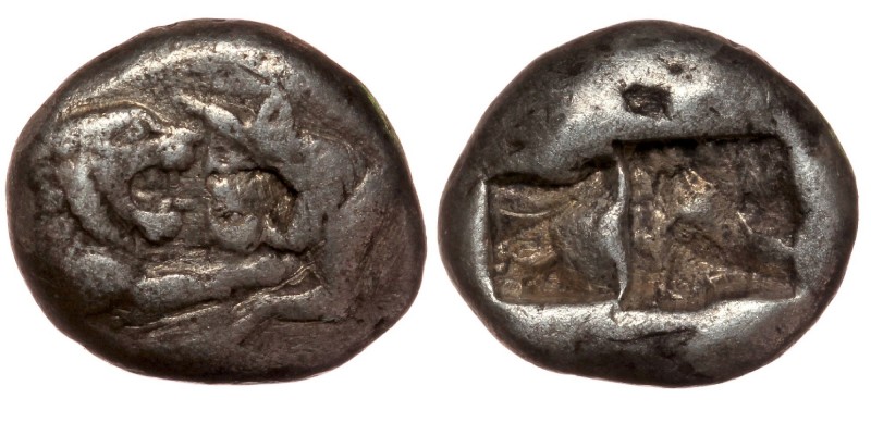 Kingdom of Lydia, Kroisos AR 1/3 Stater. Sardes, circa 561-546 BC. 
Confronted f...