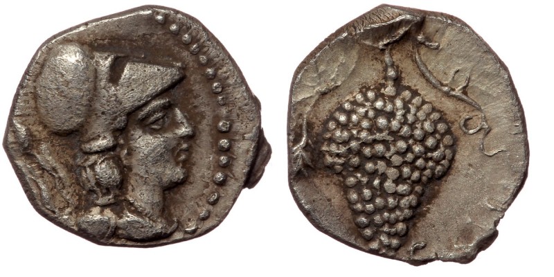 Cilicia. Soloi circa 410-375 BC. AR Obol
Helmeted head of Athena right.
Rev: Gra...