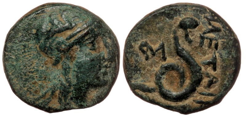 MYSIA. Pergamon. Attalos II Philadelphos (160-139 BC). Ae .
Head of Athena in At...