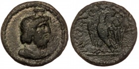 LYDIA. Attalea. Pseudo-autonomous. Possibly time of Commodus to Severus Alexander (177-235). Ae.
Obv: Draped bust of Serapis right, wearing calathus.
...