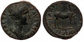 PHRYGIA, Stectorium , Faustina II (Augusta,)magistrate: Fl. Likinnianos c. 161-162
ΦΑVϹΤƐΙΝΑ ϹƐΒΑϹΤΗ draped bust of Faustina II, rIGHT.
Rev: Ɛ ΦΛ ΛΙΚΙ...