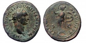 Domitian (81-96) As, Rome, AD 82 AE 
IMP CAES DIVI VESP F DOMITIAN AVG P M - laureate head right 
Rev: TR P COS VIII - DES VIIII P P Minerva advancing...