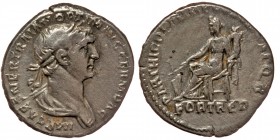 Trajan AD 98-117. Rome. Denarius AR
IMP CAES NER TRAIAN OPTIM AVG GERM DAC, laureate and draped bust right.
Rev: PARTHICO P M TR P COS VI P P SP[QR], ...