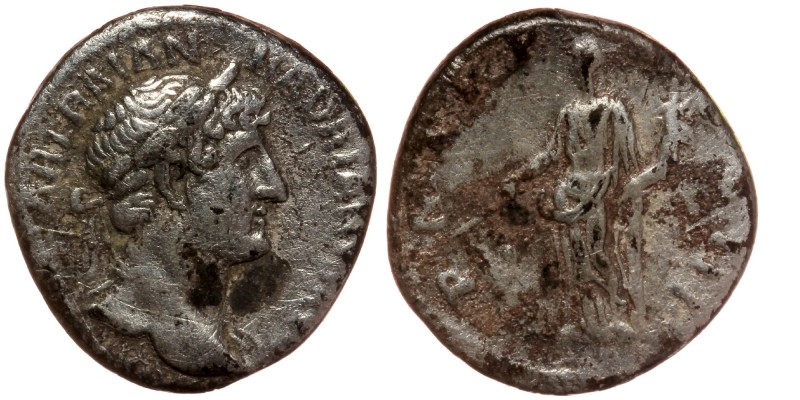 Hadrian AR Denarius. Rome, AD 118.
laureate bust to right
Rev: Pax standing to l...