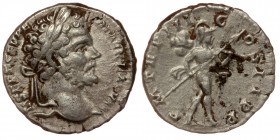 Septimius Severus; 193-211 AD, New-style Syrian Mint. Denarius. Not in the standard catalogues
laureate head right
Rev: Mars advancing right, holding ...