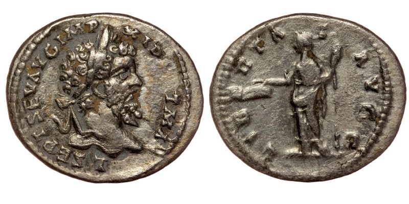 Septimius Severus AR Denarius. Rome, AD 193-211
laureate head right 
Rev: iberta...