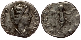 Julia Domna (wife of S. Severus) AR Denarius. Rome, AD 193-196.
draped bust right
Rev: Venus, seen from behind standing right, leaning on column, half...