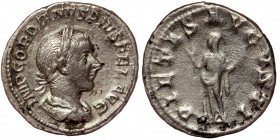 Gordian III AD 238-244. Struck circa AD 241. Rome Denarius AR
laureate, draped and cuirassed bust right 
Rec: Pietas standing facing, veiled head left...