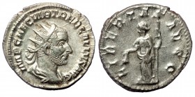 Trebonianus Gallus AR Antoninianus. Rome, AD 252-253. 
IMP CAE C VIB TREB GALLVS AVG, radiate, draped and cuirassed bust right 
LIBERTAS AVGG, Liberta...