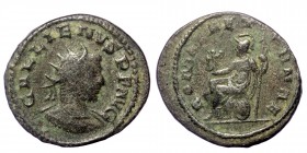 Gallienus BI Antoninianus. Asian mint, AD 263-264. 
GALLIENVS P F AVG radiate and draped bust right 
Rev: ROMAE AETERNAE Roma seated left on shield, h...