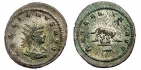 Gallienus. (253-268) AE23 silvered Antoninianus, Antioch mint, Struck AD 265-266.
GALLIENVS AVG radiate, draped and cuirassed bust right 
AETERNITAS A...