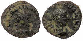 Aurelian and Vabalathus AE/BI Antoninianus. Antioch, AD 270-272. 
IMP C AVRELIANVS AVG, radiate and cuirassed bust right 
Rev: VABALATHVS VCRIMDR, lau...
