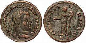 Diocletian Cyzicus, circa AD 297-299. Nummus or follis. AE
IMP C C VAL DIOCLETIANVS P F AVG, laureate head to right.
Rev: GENIO POPVLI ROMANI, Genius ...
