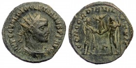 Diocletian (284-305) AE21 Antoninianus, Cyzikus, struck AD 295-289. 
IMP CC VAL DIOCLETIANVS AVG - radiate, draped and cuirassed bust right 
Rev: CONC...